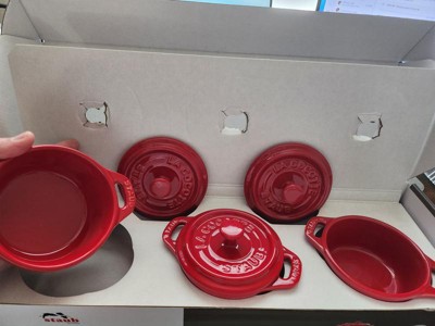 Staub Ceramic 3 Pc Mini Round Cocotte Set Cherry Target