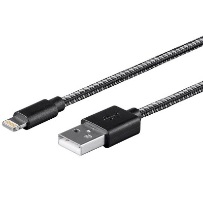 Monoprice Durable Braiding Apple MFi Certified Lightning to USB Charge & Sync Cable 6ft Black | iPhone X 8 8 Plus 7 7 Plus 6s 6 SE 5s, iPad, Pro, Air