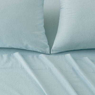 Full 100 Cotton Solid Color Flannel Sheet Set Light Blue Isla Jade