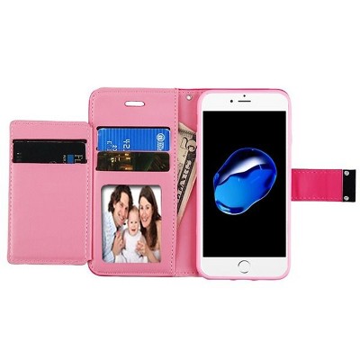 Insten MyJacket (Xtra Series) Folio Leather Fabric Case w/stand/card holder/Photo Display For Apple iPhone 7/8 - Pink