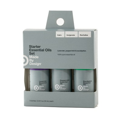 .33 fl oz 3pk Essential Oil Starter Set Lavender/Peppermint/Eucalyptus - Made By Design&#8482;