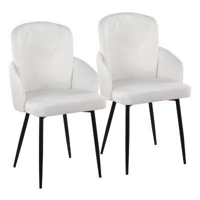 Set Of 2 Dahlia Dining Chairs Black Cream Velvet Lumisource