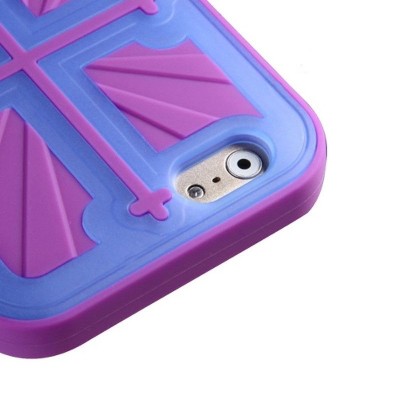 MYBAT For Apple iPhone 6/6s Light Blue Purple Cross Ichthys Christian Hard Hybrid Case
