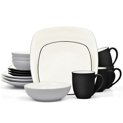 Noritake Colorwave Slate Graphite Piece Square Dinnerware Set In