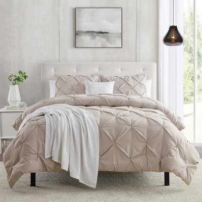 Nestl 3 Piece Pinch Pleated Duvet Cover Set Full Size Pintuck Duvet