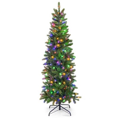 Costway Ft Pre Lit Hinged Artificial Christmas Tree With Tips