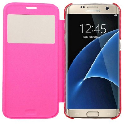 MYBAT For Samsung Galaxy S7 Edge Hot Pink Leather Fabric Case