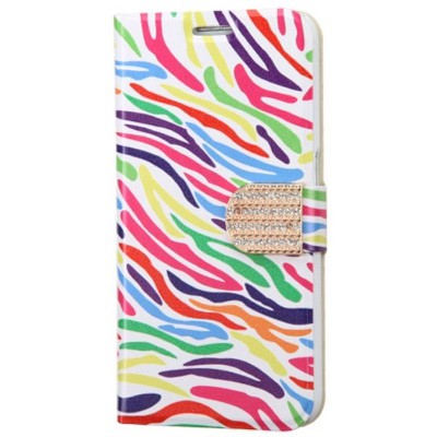 MYBAT For Samsung Galaxy S6 Colorful Zebra Leather Fabric Case w/stand w/card slot