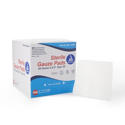 Dynarex Sterile Gauze Pads Absorbent 4 In X 4 In 100 Per Pack 12