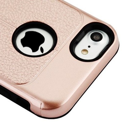MYBAT For Apple iPhone 6 Plus/6s Plus Rose Gold Black Hard TPU Hybrid Leatherette Case