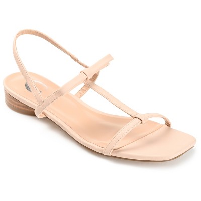 Journee Collection Womens Zaidda Sling Back Low Block Heel Sandals Nude