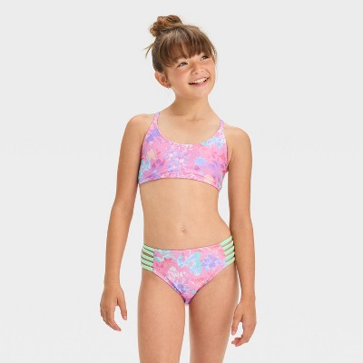 Girls Coastal Quest Floral Printed Bikini Set Art Class M Target