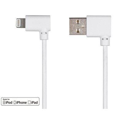 Monoprice 90 Degree Apple MFi Certified Lightning to USB Charge & Sync Cable 3ft White | iPhone X 8 8 Plus 7 7 Plus 6s 6 SE 5s, iPad, Pro, Air 2