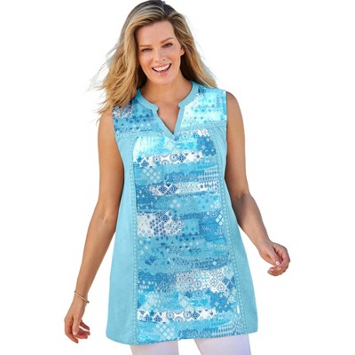 Woman Within Women S Plus Size Sleeveless Notch Neck Tunic