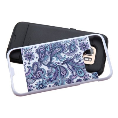 ASMYNA For Samsung Galaxy S7 Edge Purple White European Flowers Hard Hybrid Case Cover