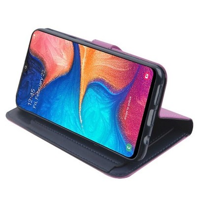 Insten MyJacket (Xtra Series) Book-Style Leather Fabric Case w/stand/card holder For Samsung Galaxy A20 - Purple/Blue
