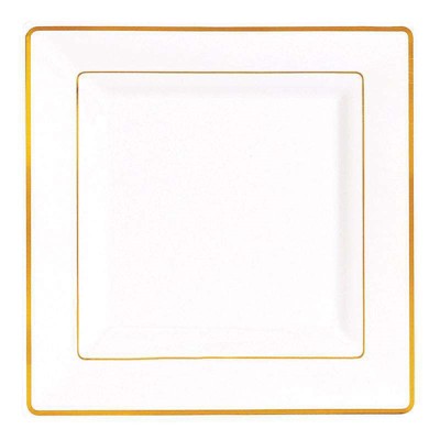 Smarty Had A Party White With Gold Square Edge Rim Plastic