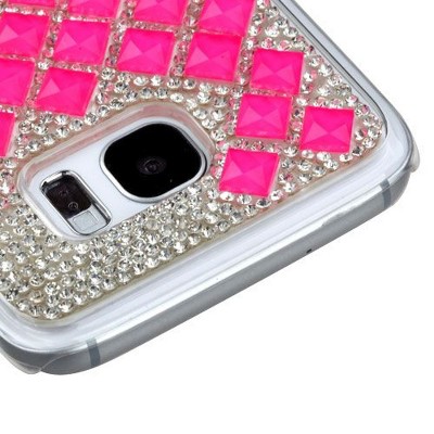 MYBAT For Samsung Galaxy S7 Edge Hot Pink Hard Rhinestone Case Cover