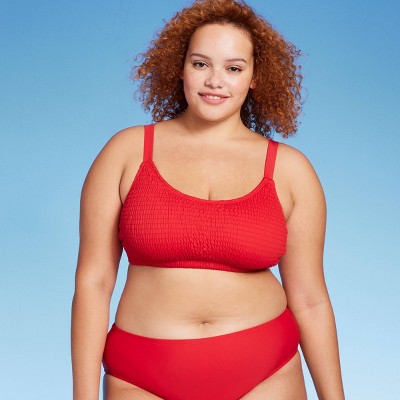 Women S Smocked Bralette Bikini Top Wild Fable Red X Target