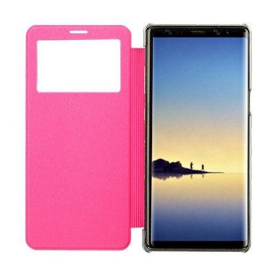 MYBAT For Samsung Galaxy Note 8 Clear Hot Pink MyJacket Hard Plastic Case w/stand