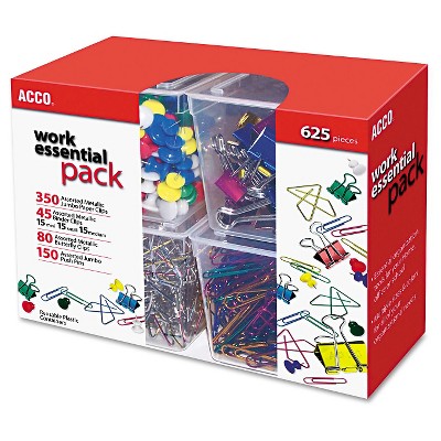 ACCO Club Clip Pack - 80 Ideal, 45 Binder, 350 Jumbo Paper Clips, 150 Push Pins