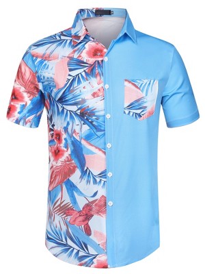 Lars Amadeus Men S Hawaiian Floral Printed Short Sleeves Button Down