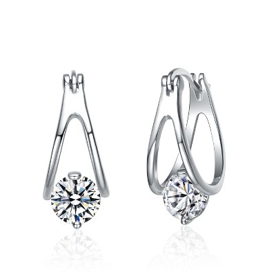 Guili Sophisticated Sterling Silver Double Hoop Earrings With Ctw