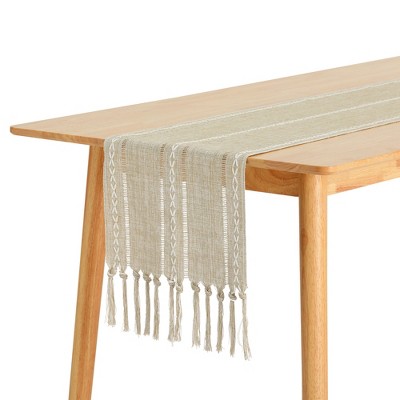 Unique Bargains Dining Party Holiday Tassels Braided Boho Table Runner