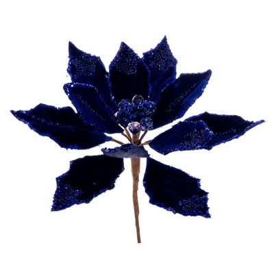 Vickerman 9 Artificial Midnight Blue Double Sided Velvet Poinsettia