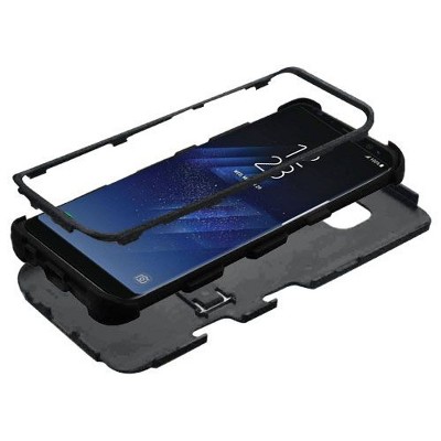 MYBAT For Samsung Galaxy S8 Black Tuff Hard Silicone Hybrid Rubber Case w/stand
