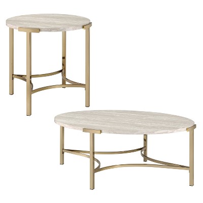 Pc Grand Canal Modern Coffee Table Set Champagne Mibasics Target
