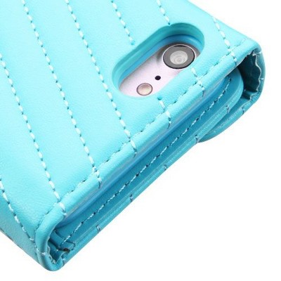 MYBAT For Apple iPhone 7/8 Blue Leather Fabric Case Cover Bracelet w/card slot/Diamond