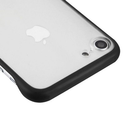 Insten Semi Transparent Slim Frosty Hard Plastic TPU Cover Case For Apple iPhone 7/8 - White/Black