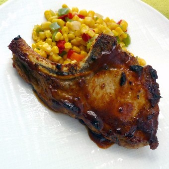 Chipotle Glazed Pork Chops with Southwestern Corn