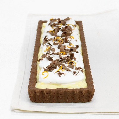 Orange Custard Tart with Chocolate Shortbread Crust