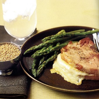 Smoked Pork Chops Stuffed with Gruyere and Mustard