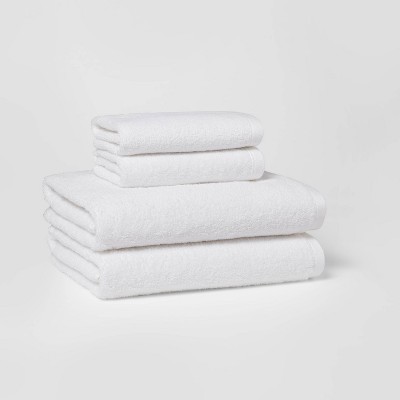 4pk Antimicrobial Assorted Bath and Hand Towel Set White - Room Essentials&#8482;: Midweight Cotton, Machine Washable