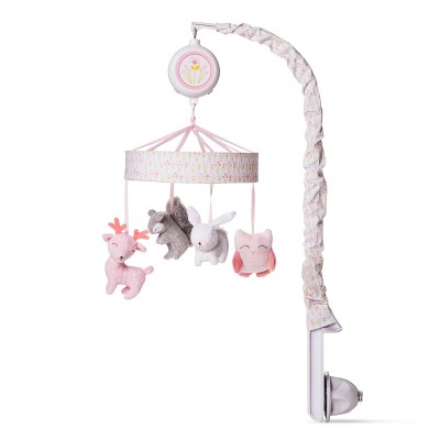 pink and grey cot mobile