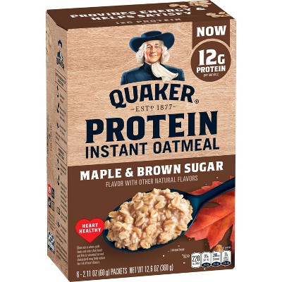 Quaker Instant Protein Maple Brown Sugar Oatmeal - 6ct / 12.6oz