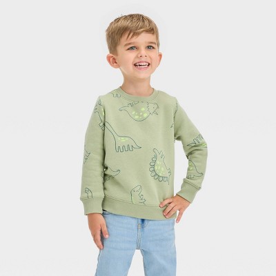 Toddler Boys&#39; Fleece Crew Sweatshirt - Cat &#38; Jack&#8482; Light Green 5T