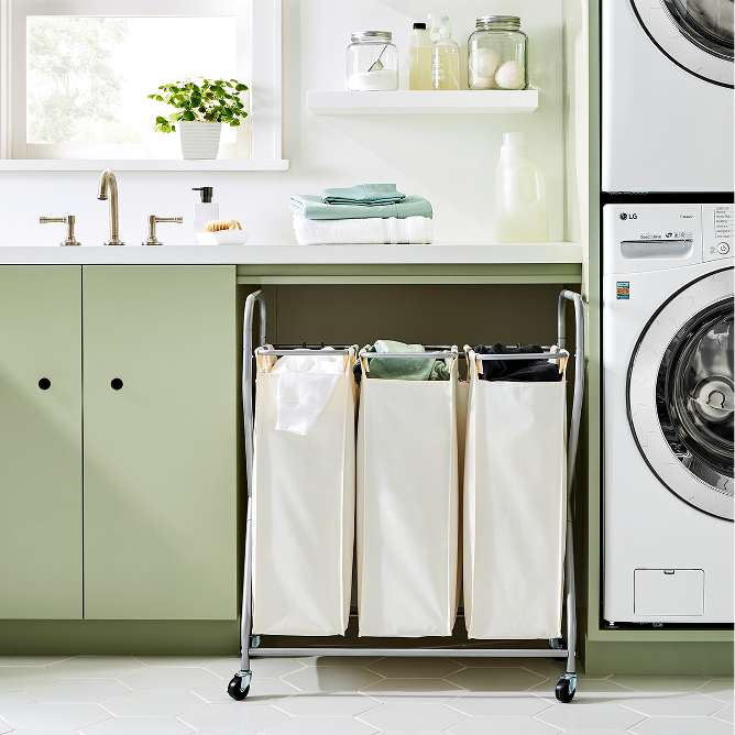 Industrial Style Laundry Room Storage from Dollar Store Plastic