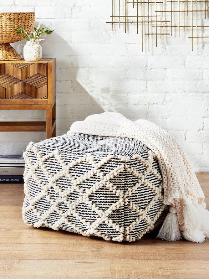 Modern Leather Woven Bench Black - Olivia & May : Target