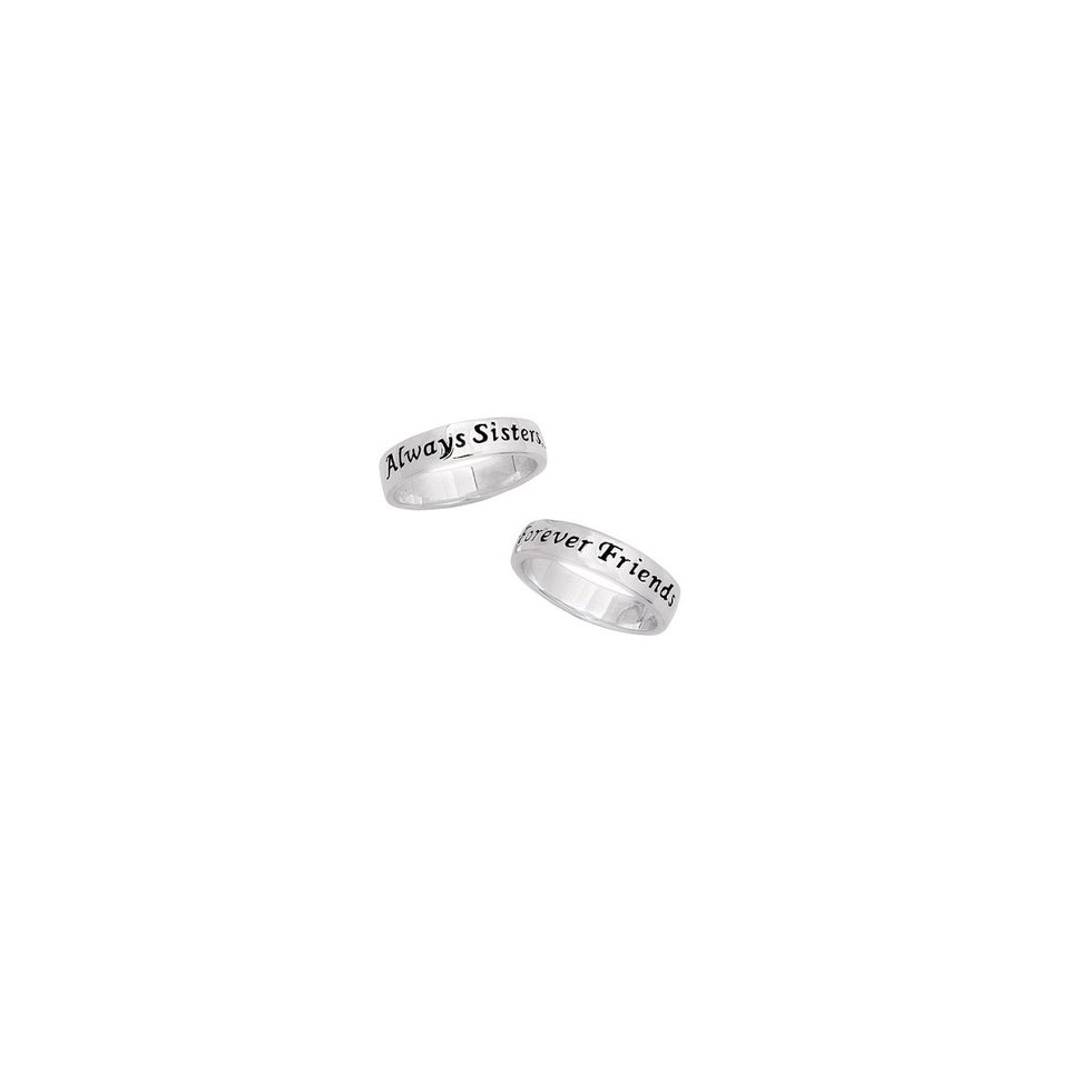 Sterling Silver Personalized Always Sisters Forever Friends Sentiment Ring   9
