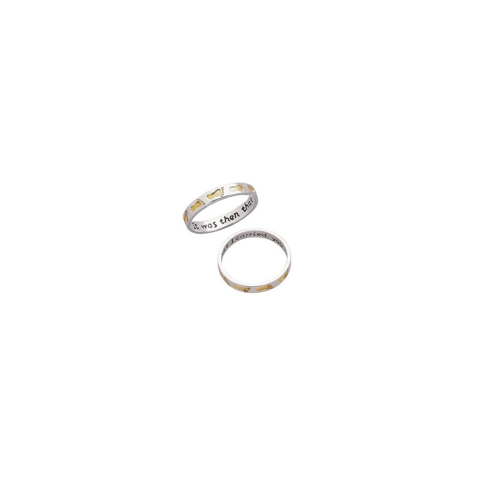 Sterling Silver Two Tone Footprints Ring 9
