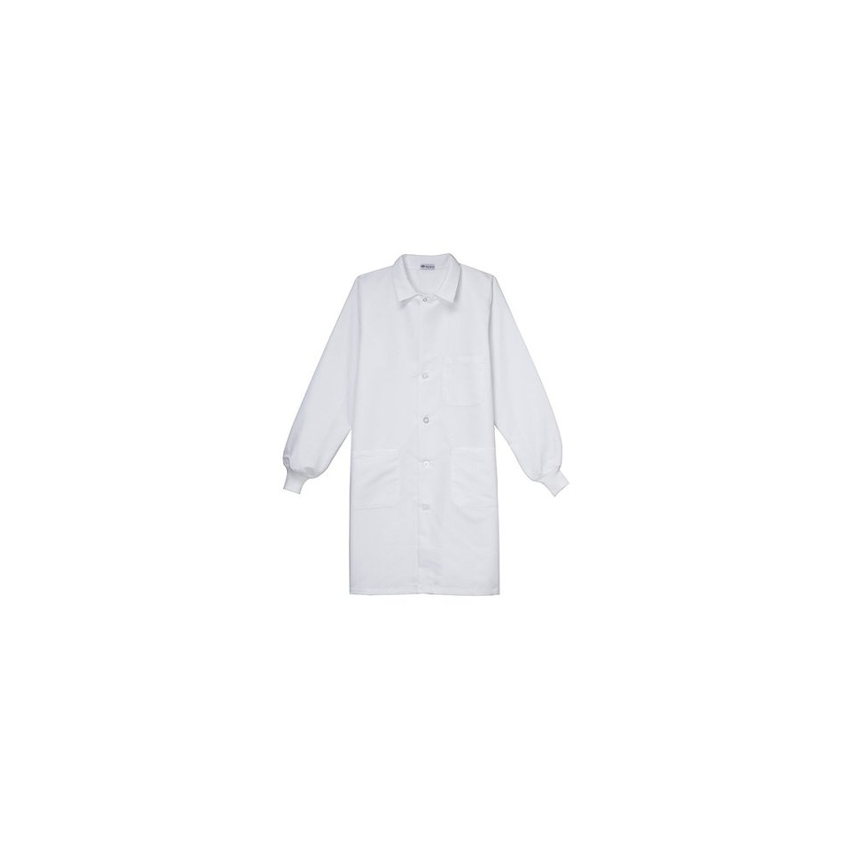 Medline Unisex Staff Length Lab Coat with Knit Cuff Sleeves   White (MD)