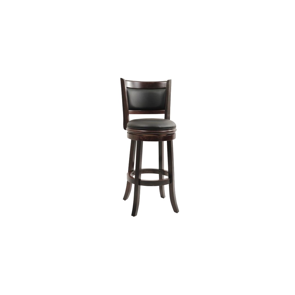 Hardwood Swivel Bar Stool w Cappuccino Finish and Upholstered Seat & Back - Augusta Collection