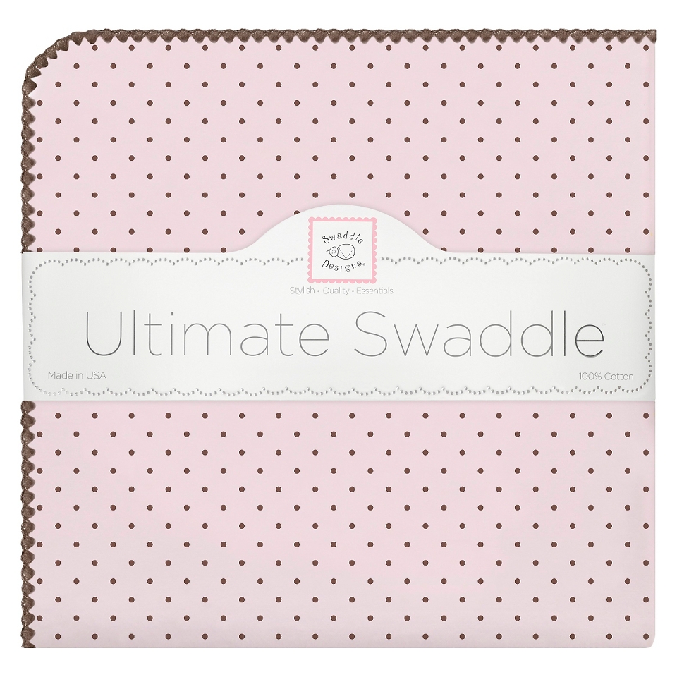 Swaddle Designs Ultimate Receiving Blanket   Pink/ Brown Polka Dots