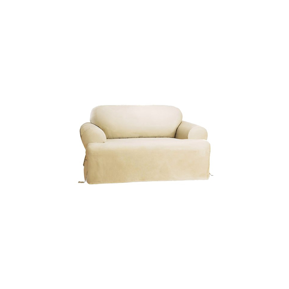 Sure Fit Cotton Duck T Cushion Sofa Slipcover   Natural