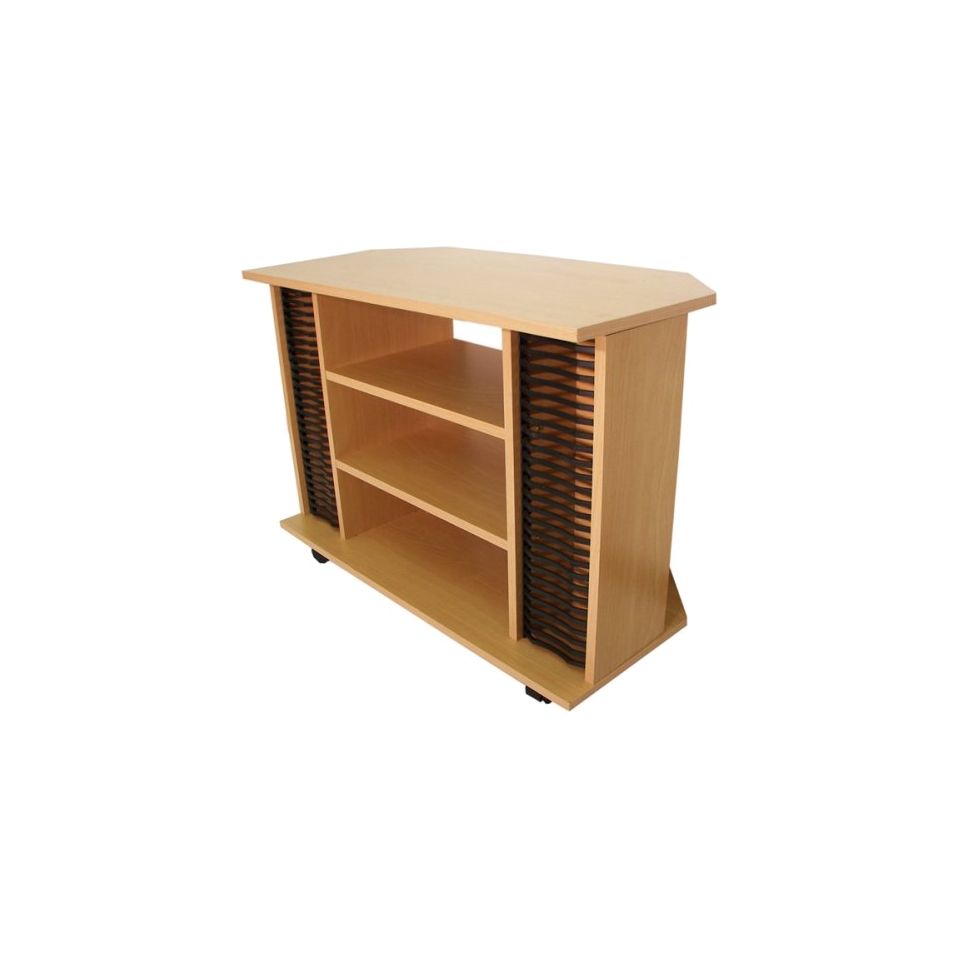 Corner Tv Stand Contemporary Corner TV Cart   Beech