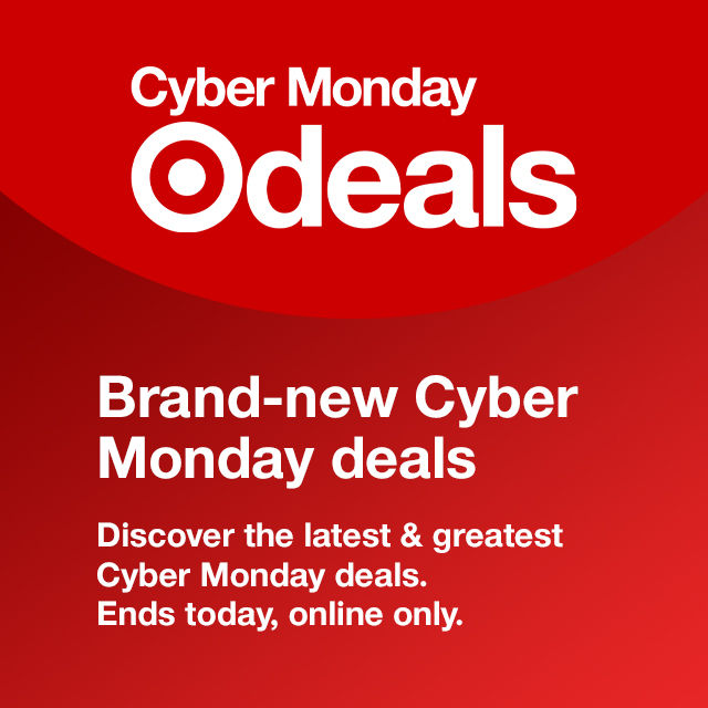 Cyber Monday Target Deals: Brand-new Cyber Monday deals. Discover the latest & greatest Cyber Monday deals. Ends today, online only.